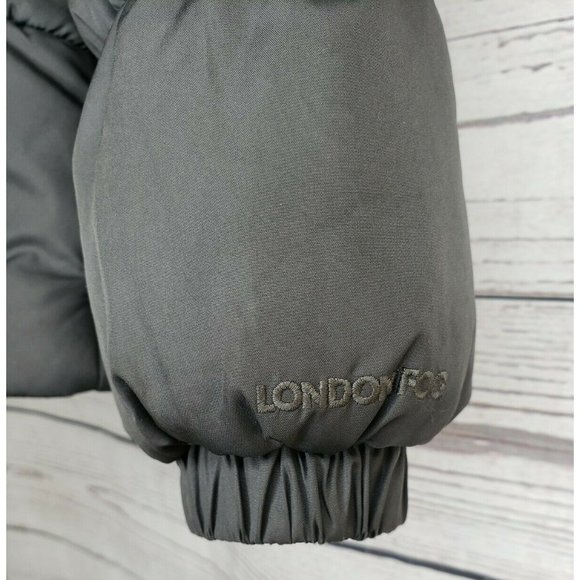 London Fog Girls Gray With Teal Trim Diamond Embroidered Hooded Jacket Small 7/8 - Picture 5 of 12